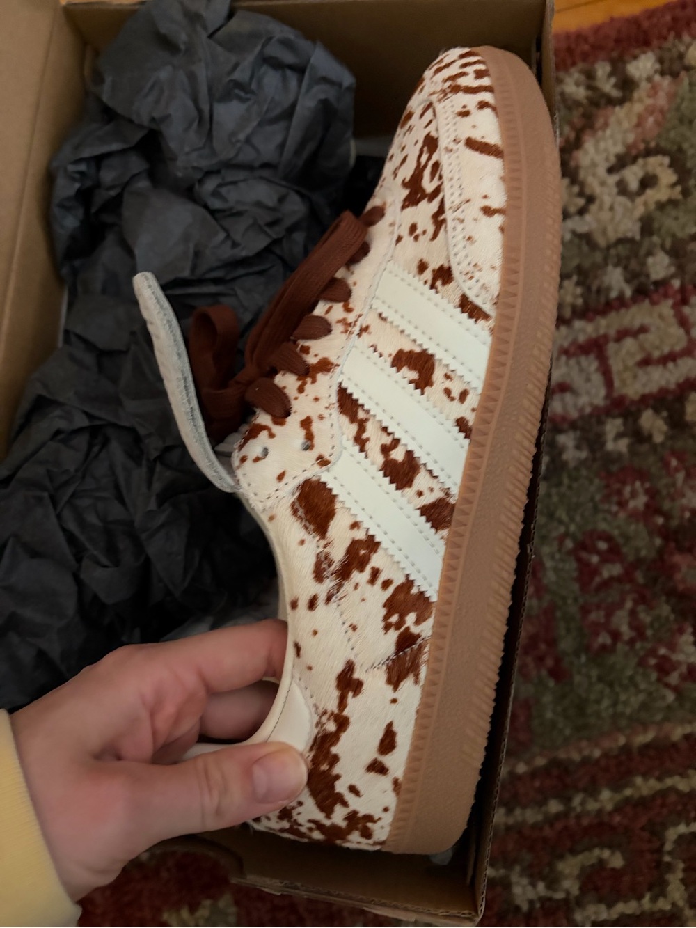 adidas Samba LT Cow Print in White & Brown